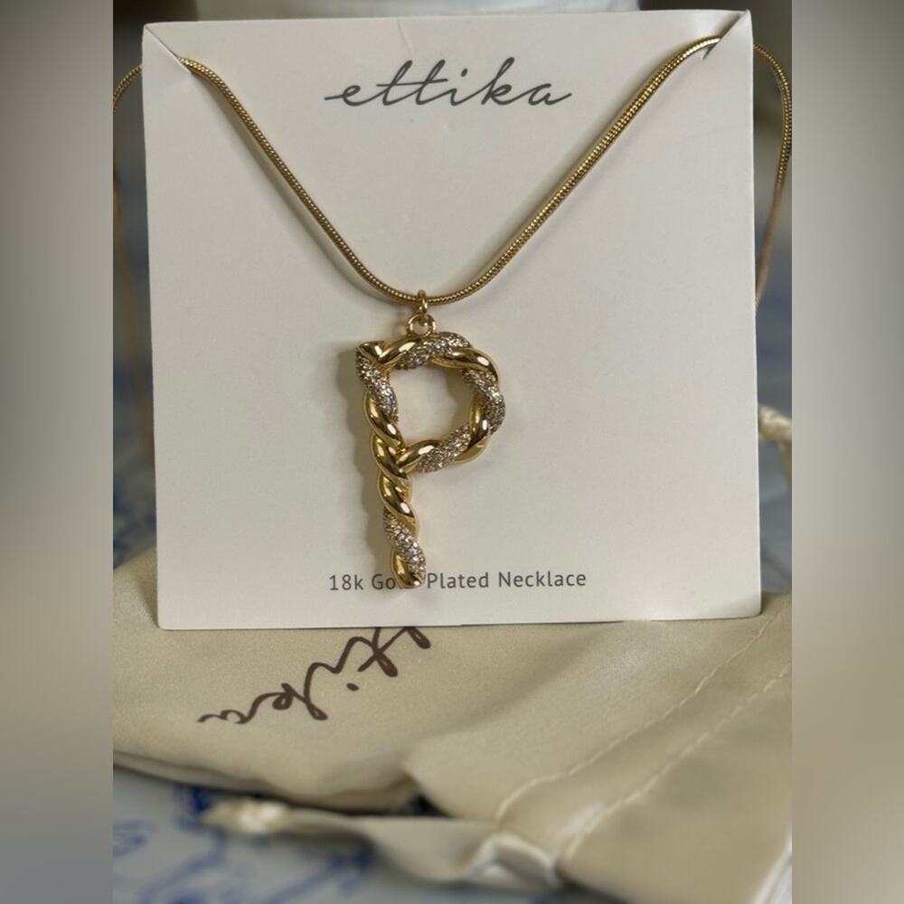 New ~ ETTIKA Letter “P”
18K Goldplated & Cubic Zirconia